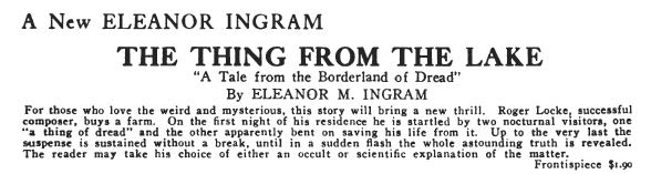 Original advertisement for The Thing From the Lake.