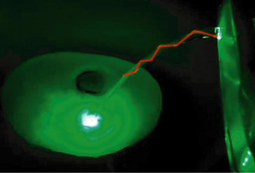 Highlighting the "bouncy" beam of light in the water.