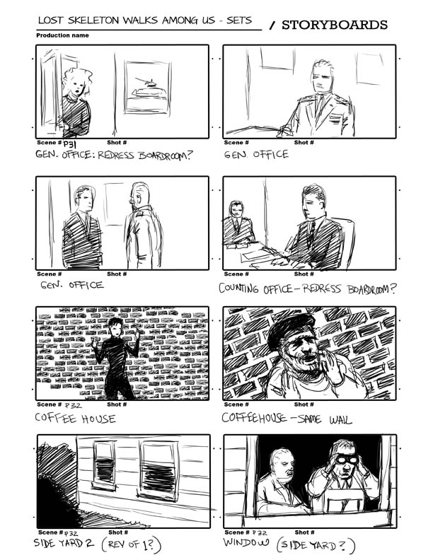 Storyboard from the upcoming "The Lost Skeleton Walks Among Us."