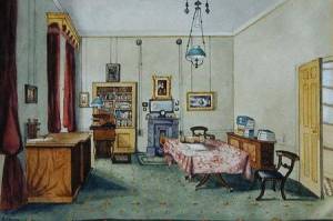 Faraday's study at the Royal Institution, by Harriet Jane Moore, via Wikipedia.