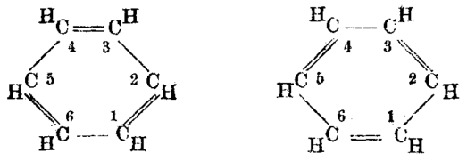 Illustration of the historic benzene molecule, as first proposed by Kekulé.