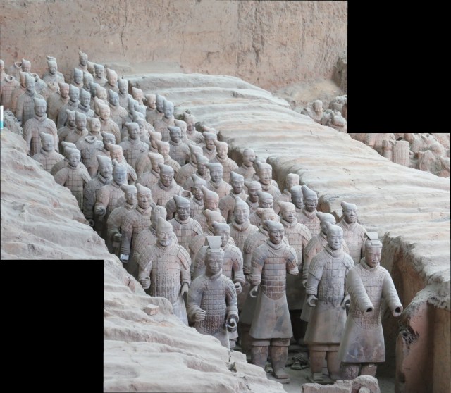 Panorama of a column of Warriors.