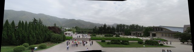 The Terracotta Army complex, seen from the museum.  The curved building on the right contains Pit 1.