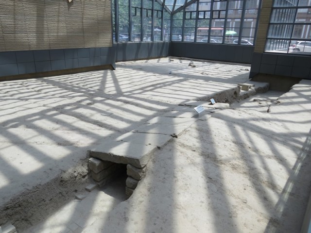 Small pedestrian bridge of the old West Market, passing over a culvert for water.