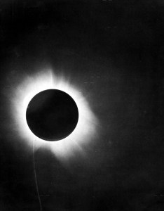 Image of the Sun taken during the 1919 solar eclipse by Eddington, via Wikipedia.
