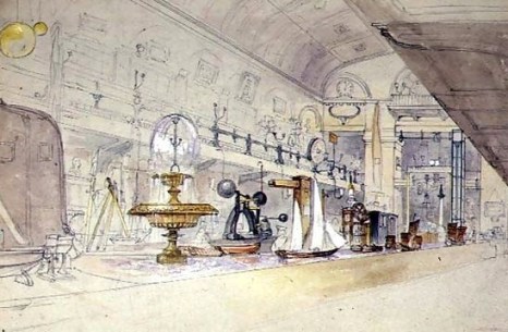 The interior of the Royal Polytechnic Institution in 1847, sketched by G.F. Sargeant. Via Wikipedia.